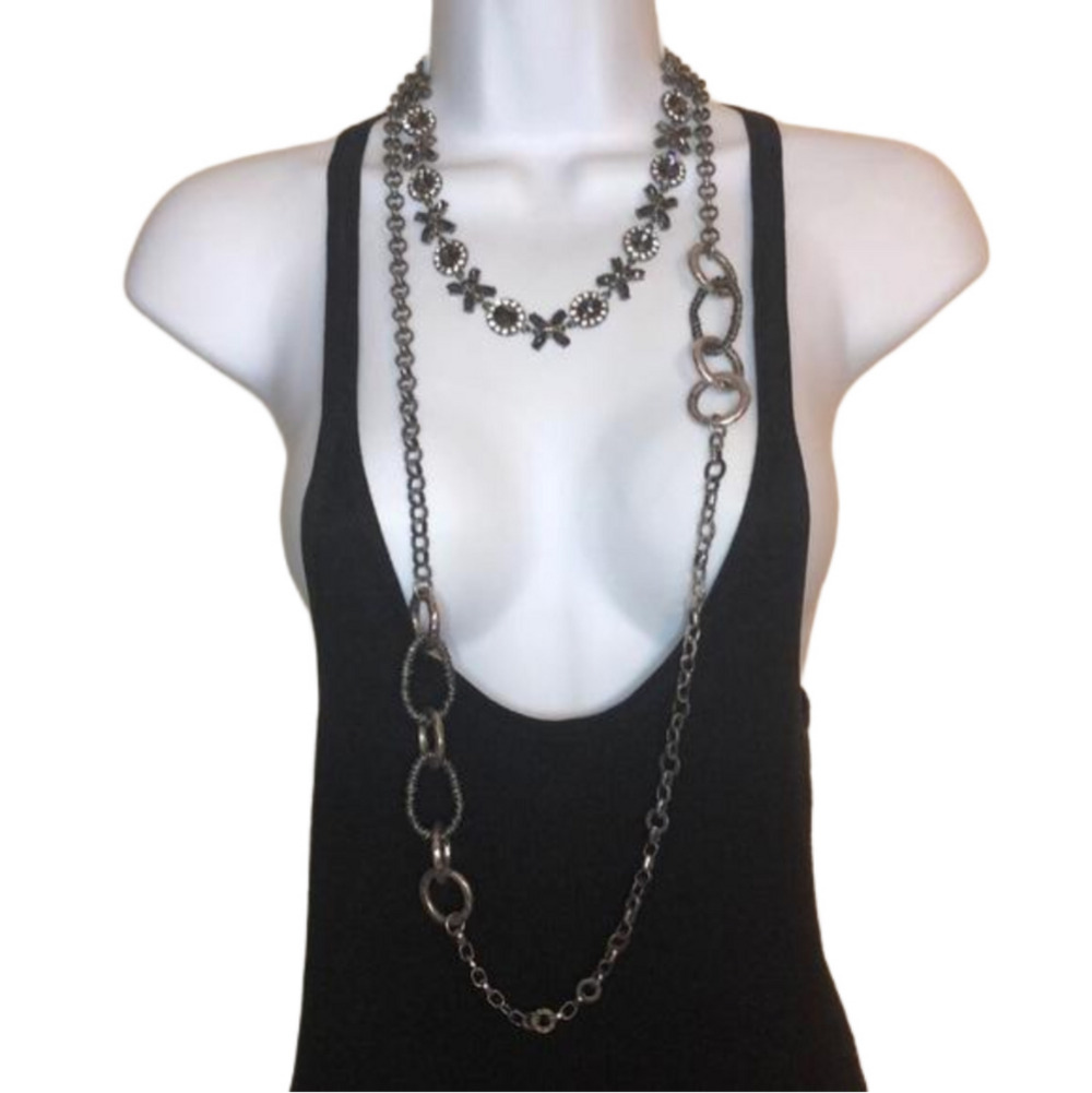 Curated bundle Chico's and Roman bejeweled and chain necklaces.